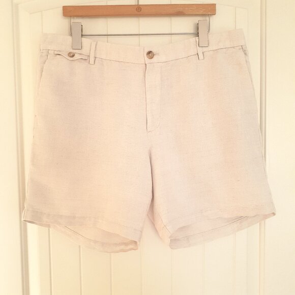 Banana Republic 7" Linen-Cotton Short in Ecru Size 38 - Picture 1 of 12